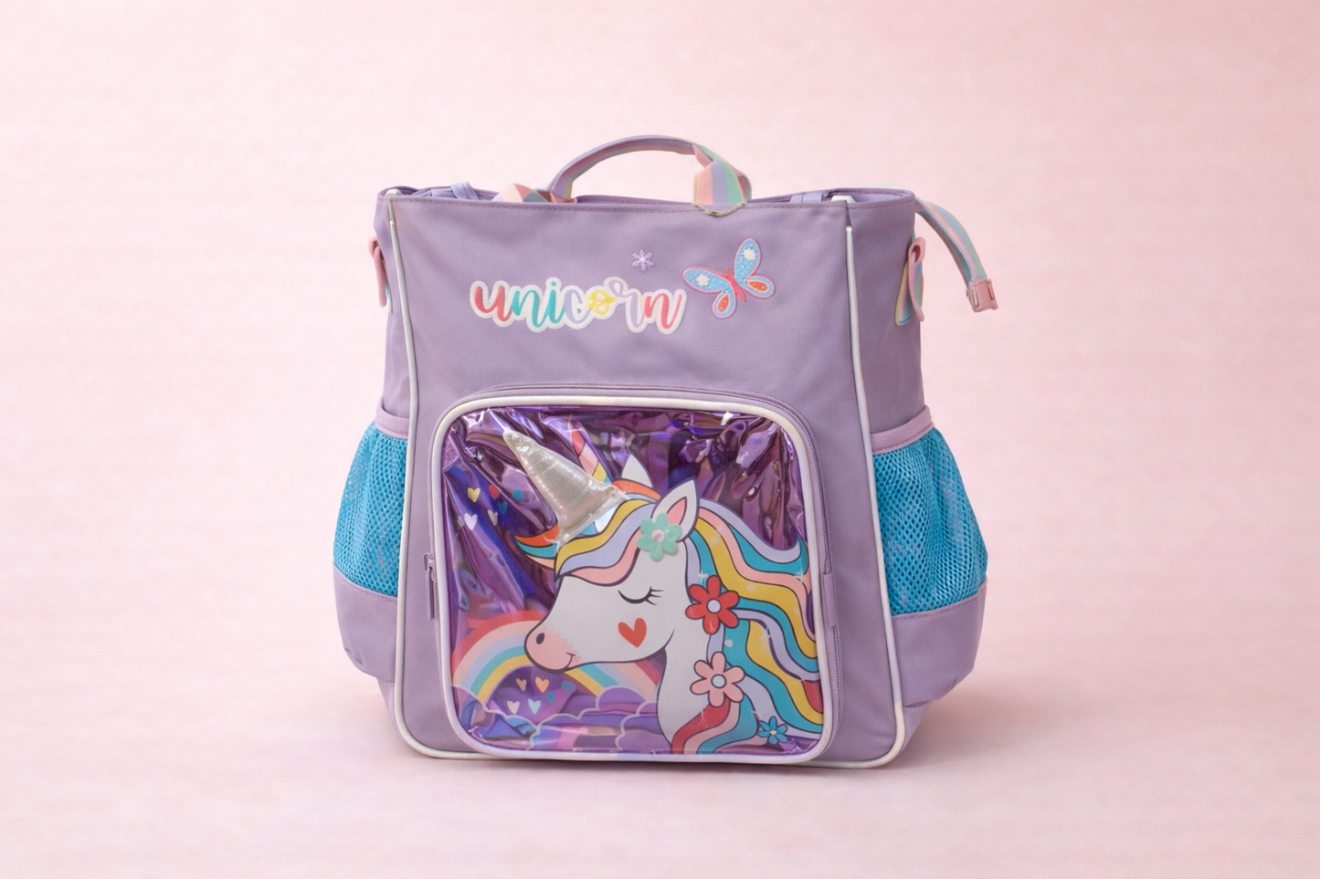 Vest Unicorn Rainbow Kids Backpack (32 x 26 cm) | Magical Unicorn-Themed School & Activity Bag with Side Mesh Pockets