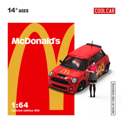 Cool Car 1:64 Mini Cooper McDonald's Livery Diecast Model Car with Display Box & Figure – Limited Collector's Edition