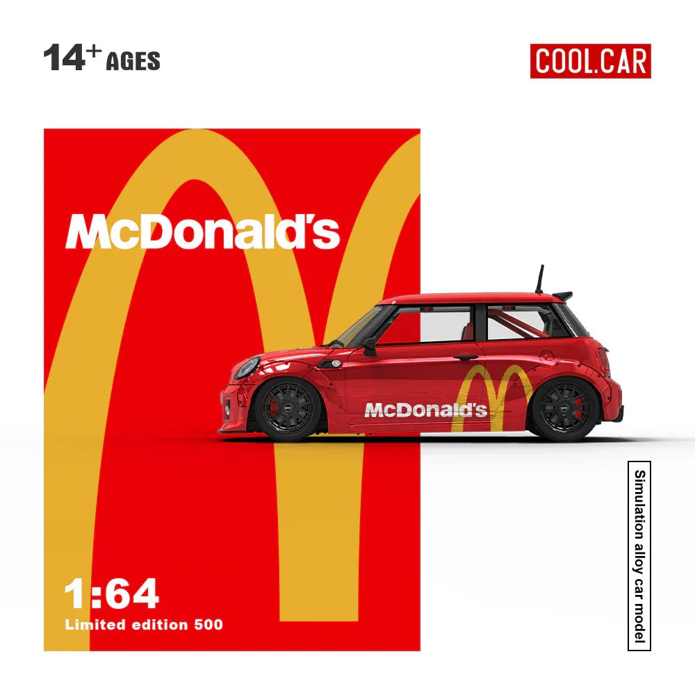 Cool Car 1:64 Mini Cooper McDonald's Livery Diecast Model Car with Display Box & Figure – Limited Collector's Edition
