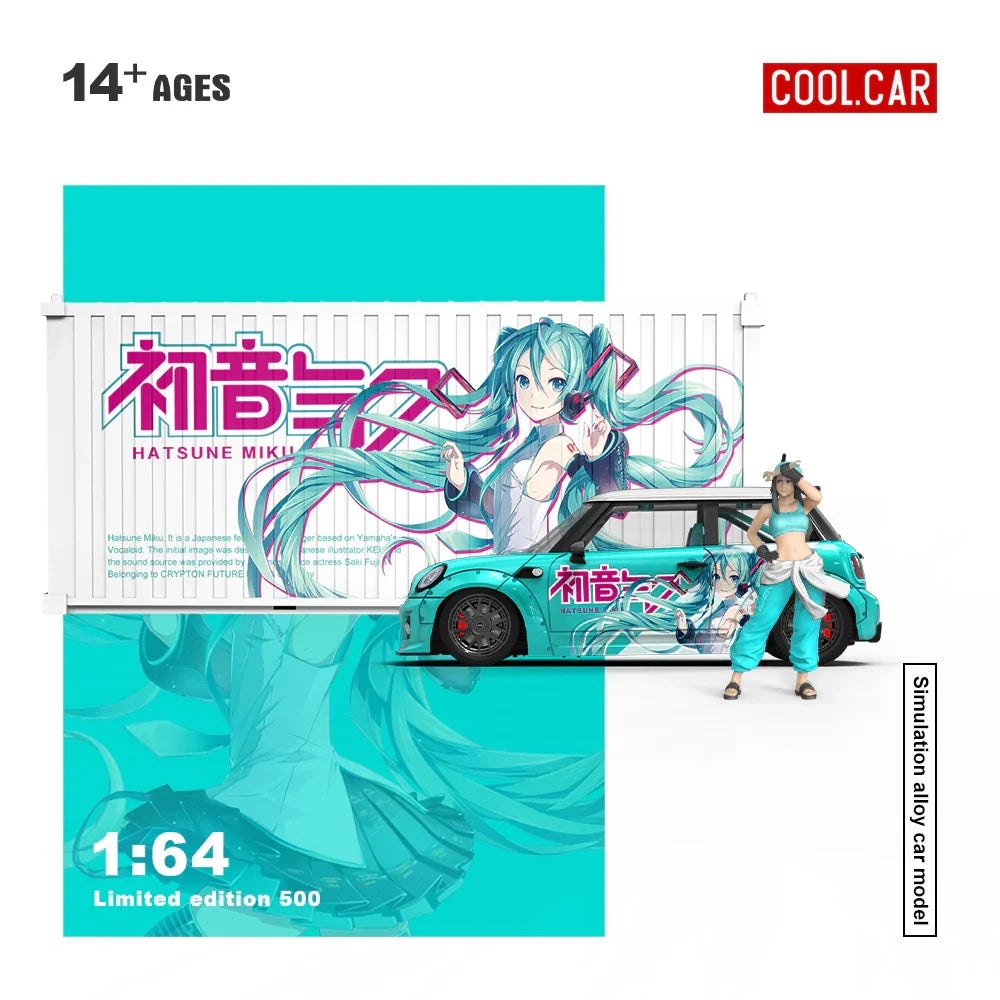 Cool.Car 1:64 BMW Mini Hatsune Livery Diecast Model with Display Container & Figure Set