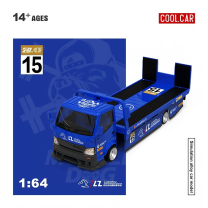 Cool Car 1:64 Hino H300 Transport Trailer (Blue) | Premium Diecast Flatbed Car Hauler | H300 Series