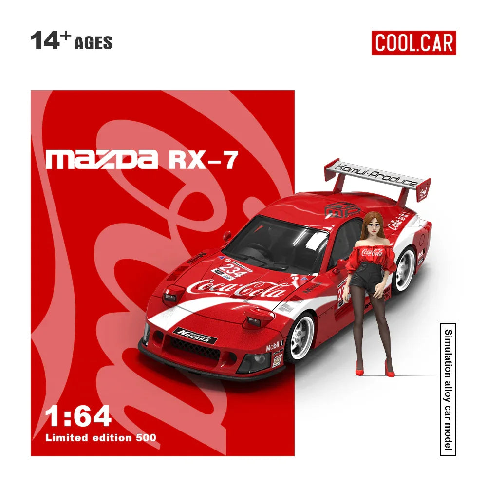 Cool Car 1:64 Mazda RX-7 Red Coca-Cola Limited Figure Edition Diecast Model Car – Limited Edition