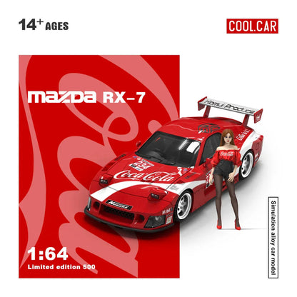 Cool Car 1:64 Mazda RX-7 Red Coca-Cola Limited Figure Edition Diecast Model Car – Limited Edition