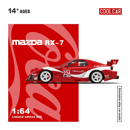Cool Car 1:64 Mazda RX-7 Red Coca-Cola Limited Figure Edition Diecast Model Car – Limited Edition