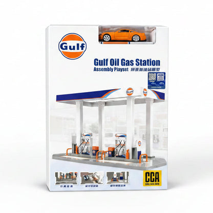 CCA 01278F Gulf Oil Gas Station Ford Mustang 1:64 Car Assembly Playset