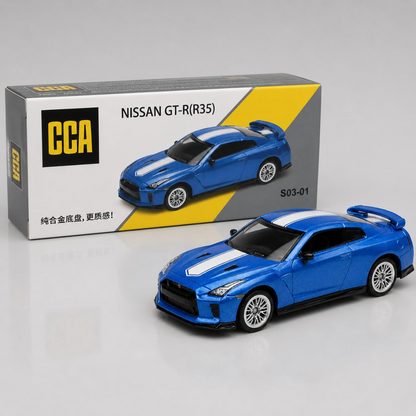 CCA 1:64 Nissan GT-R R35 S03-01 Blue & White Die-Cast Model Car | Premium JDM Sports Car Collectible