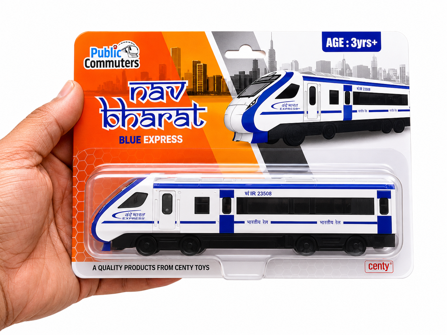 Centy Nav Bharat Blue Express Pull Back Train Toy for Kids | Friction Powered Railway Train | 3+ Years
