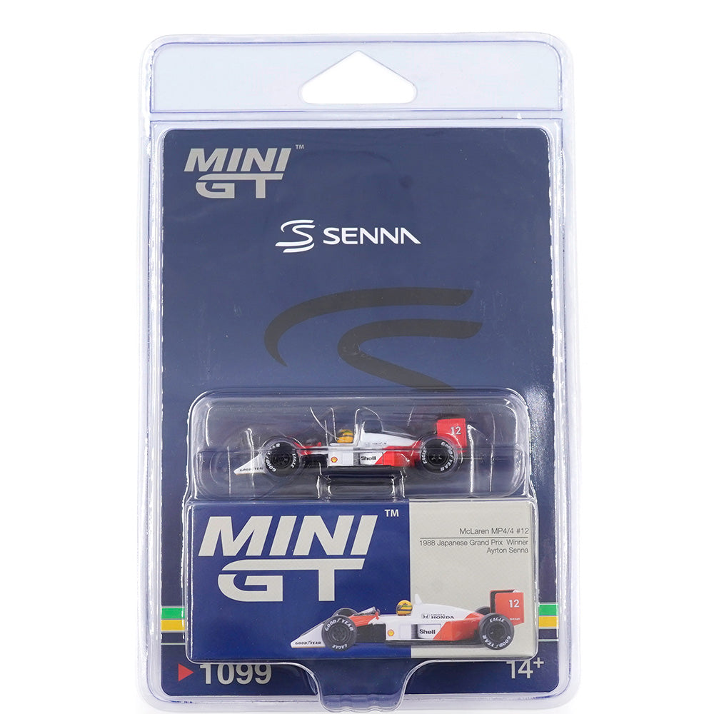 MINI GT 1:64 (Blister Pack) McLaren MP4/4 #12 Ayrton Senna 1988 Japanese Grand Prix Winner Diecast Scale Model Car