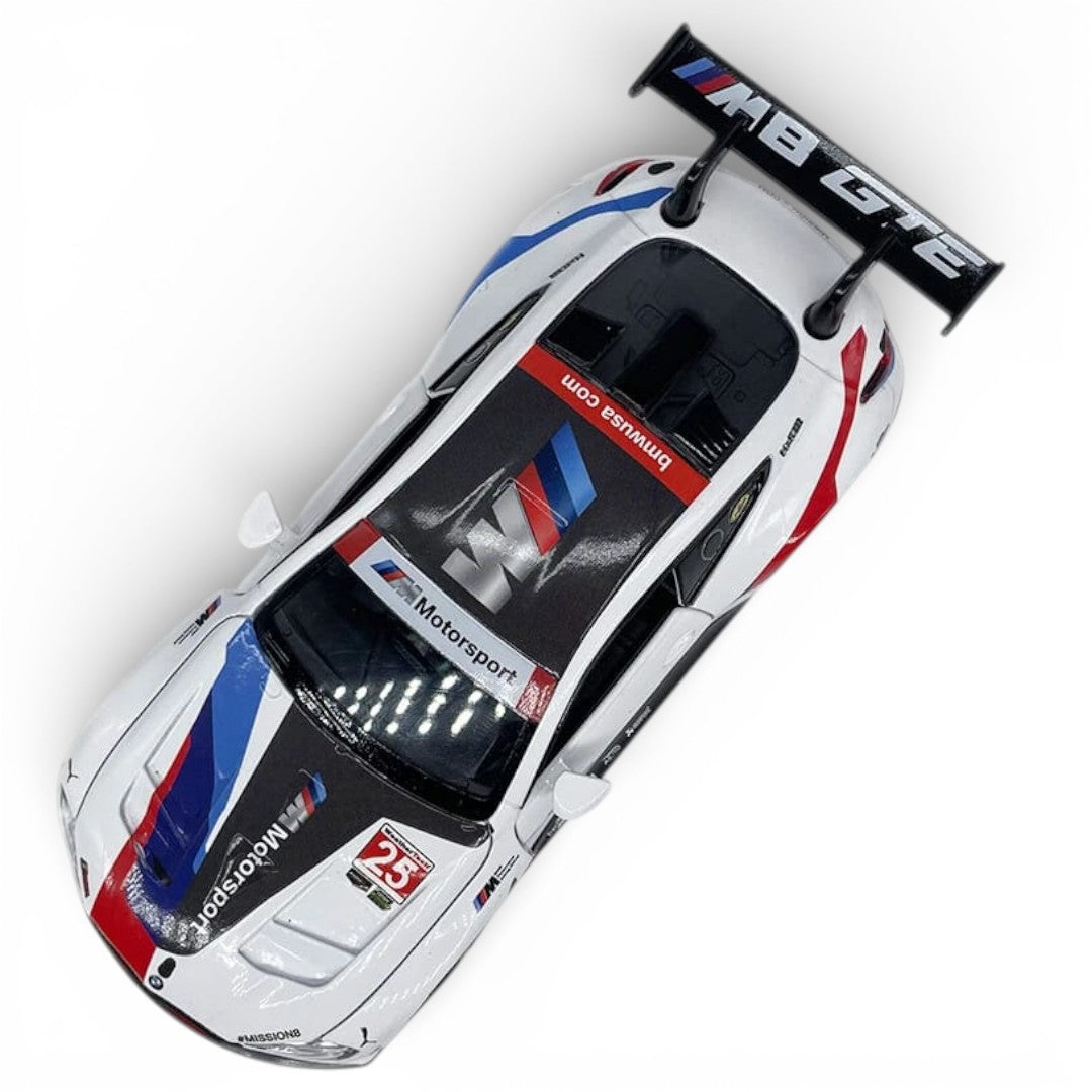 RMZ Hobby 1:32 BMW M8 GTE Die-Cast Model Car – White |Pull Back, Openable Doors, Light & Sound (664996)