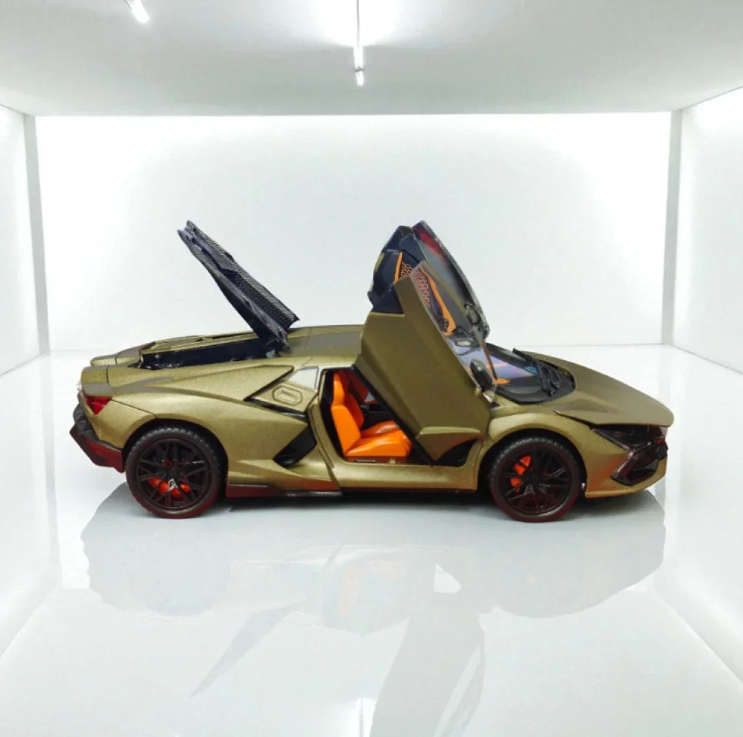 JOY JUNCTION 1:24 Lamborghini Diecast Car Model -Olive Green with openable door, pull back action light and sound (JJ263) - Jaiman Toys