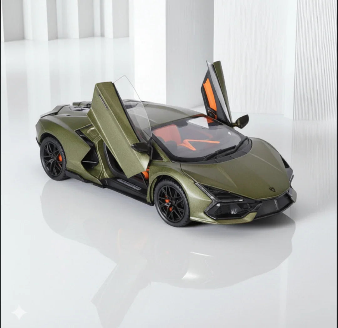 JOY JUNCTION 1:24 Lamborghini Diecast Car Model -Olive Green with openable door, pull back action light and sound (JJ263) - Jaiman Toys