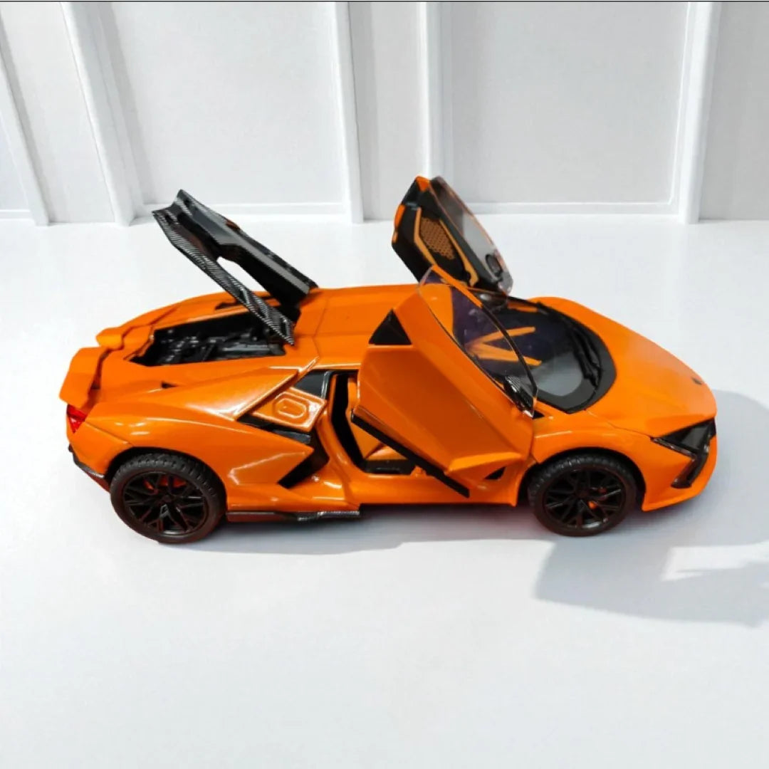 JOY JUNCTION 1:24 Lamborghini Diecast Car Model -Orange with openable door, pull back action light and sound (JJ263) - Jaiman Toys