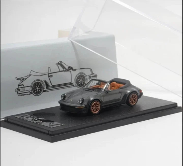 Rhino Model 1:64 Porsche Scale Singer 930 Turbo Study Cabriolet Convertible – Grey Diecast Car Model - Jaiman Toys