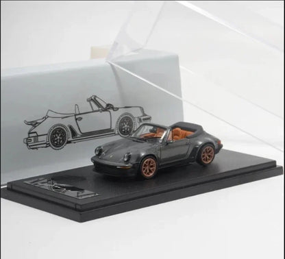 Rhino Model 1:64 Porsche Scale Singer 930 Turbo Study Cabriolet Convertible – Grey Diecast Car Model - Jaiman Toys