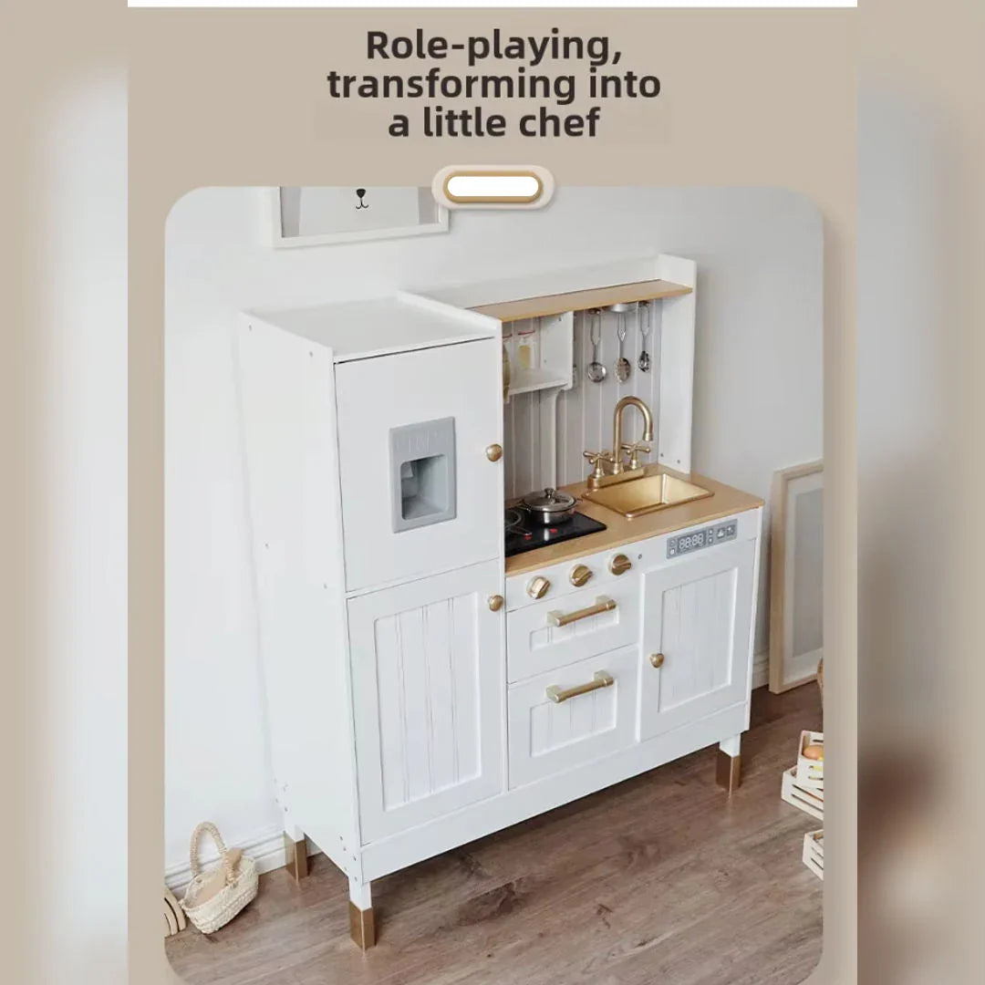 Wooden Play Luxury Kitchen with Simulated Sound and LightSound Light Glowing Popular Kitchen Toy Set