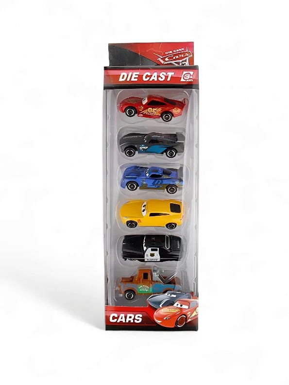 Disney Pixar Cars Die-Cast Toy Car Set (Pack of 6) | Metal Mini Racing Cars | Collectible Push & Go Vehicles | Kids Gift Set for Boys & Girls Ages 3+