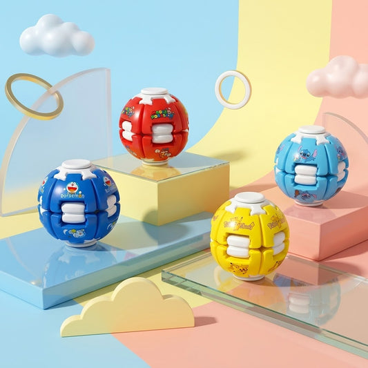Cartoon Character Transforming Fingertip Spinner Ball – Fidget Toy, 1 Random Character