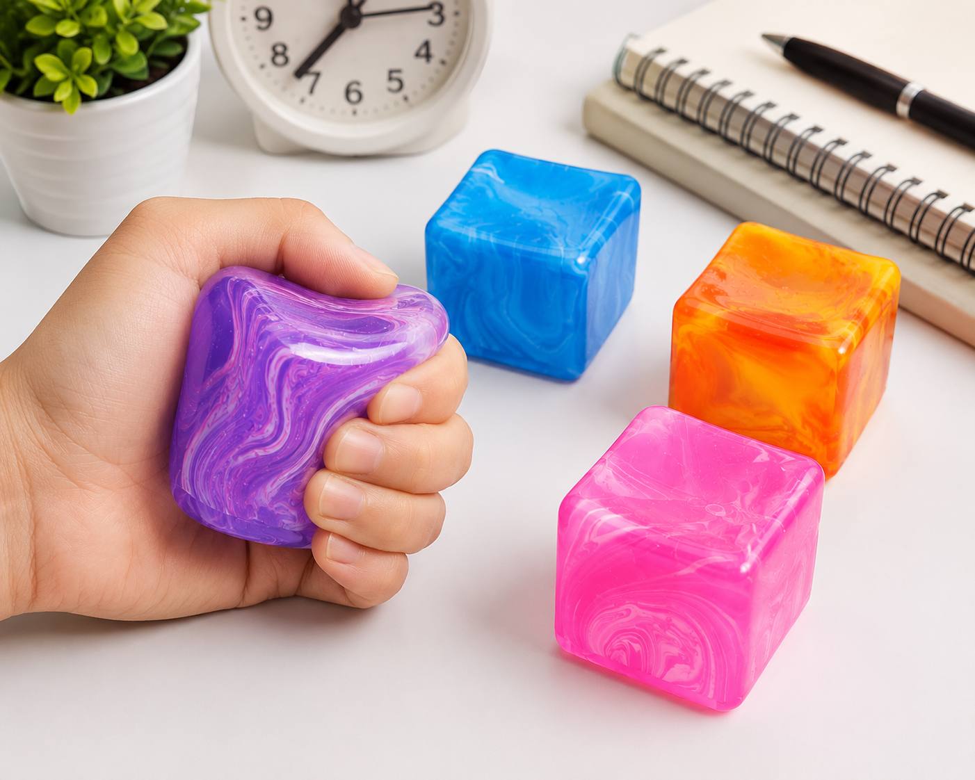 Squeeze Cube Squishy Stress Relief Fidget Toy – Soft Sensory Squeeze Toy, 1 Pc Random Colour