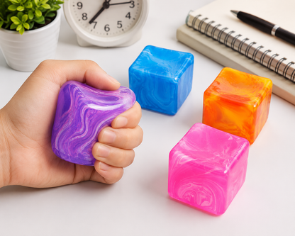 Squeeze Cube Squishy Stress Relief Fidget Toy – Soft Sensory Squeeze Toy, 1 Pc Random Colour