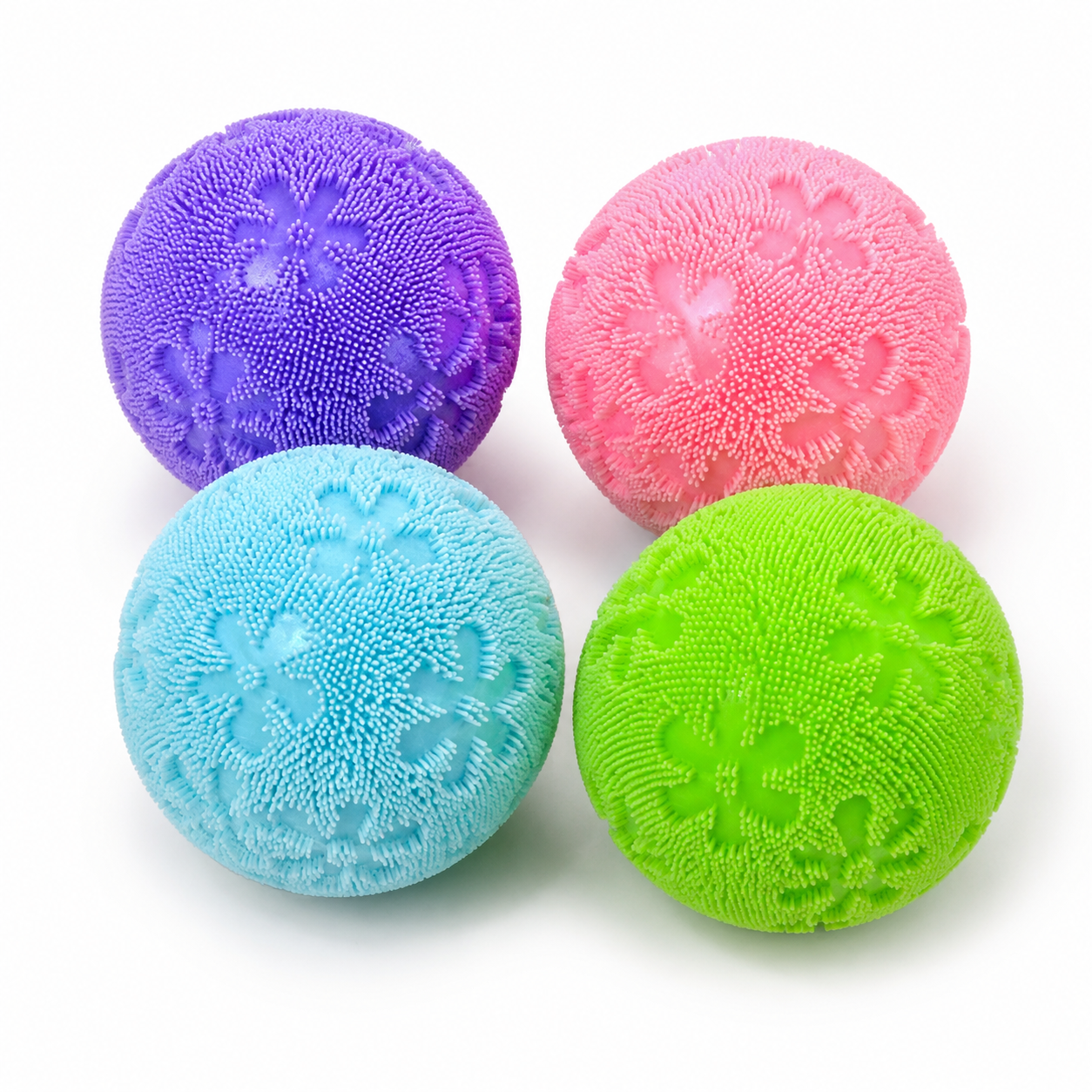 Textured Squeeze Stress Relief Ball with Flower Pattern – Soft Sensory Fidget Toy, 1 Pc Random Colour