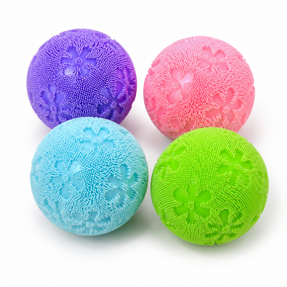 Textured Squeeze Stress Relief Ball with Flower Pattern – Soft Sensory Fidget Toy, 1 Pc Random Colour