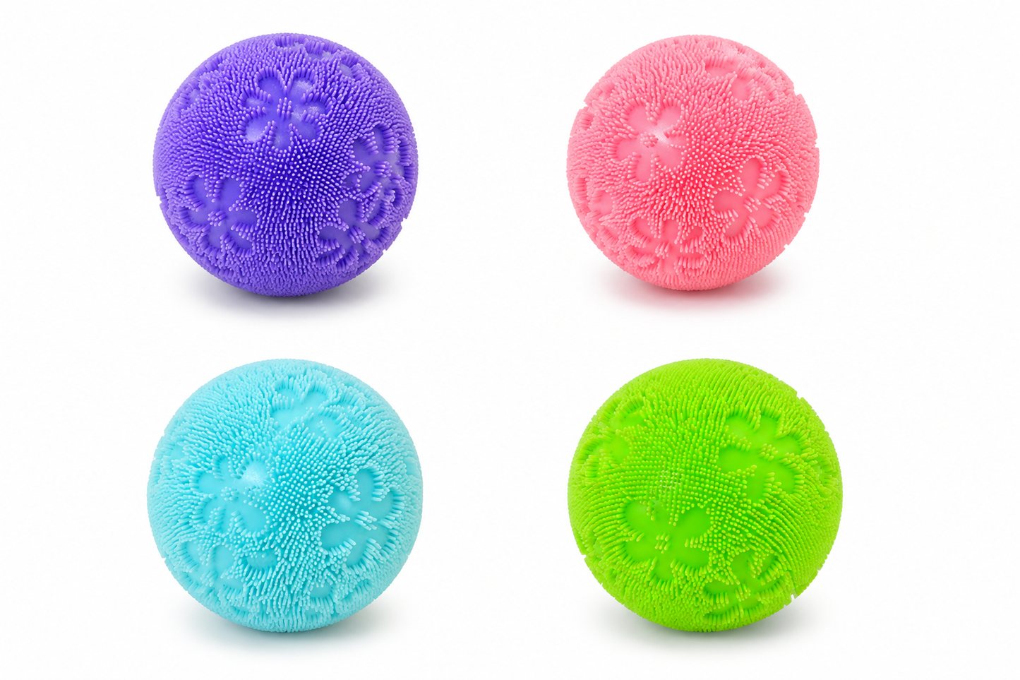 Textured Squeeze Stress Relief Ball with Flower Pattern – Soft Sensory Fidget Toy, 1 Pc Random Colour
