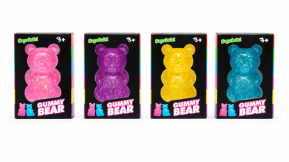 Glitter Gummy Bear Squishy Stress Relief Toy – Soft Squeeze Sensory Fidget Toy, 1 Pc Random Colour