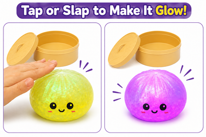 Rainbow Mystery Light-Up Squishy Bun – Tap to Glow Sensory Fidget Toy, 1 Pc Random Colour