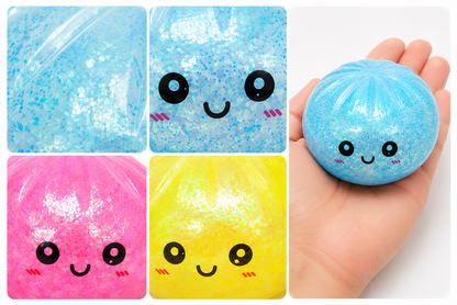 Rainbow Mystery Squishy Bun in Dumpling Box – Soft Sensory Fidget Squeeze Toy, 1 Pc Random Colour