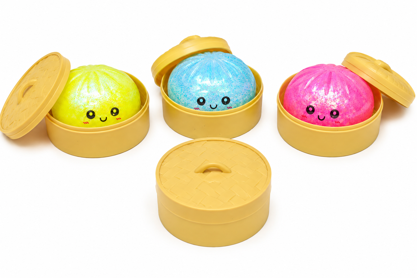 Rainbow Mystery Squishy Bun in Dumpling Box – Soft Sensory Fidget Squeeze Toy, 1 Pc Random Colour