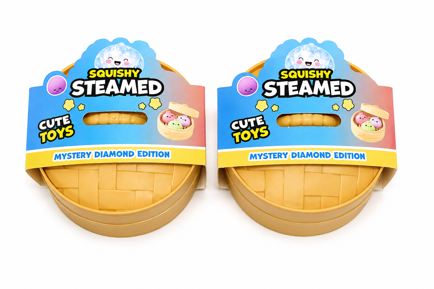 Squishy Steamed Mystery Diamond Dumpling Fidget Toys – Set of 3 with Steamer Box, Random Set