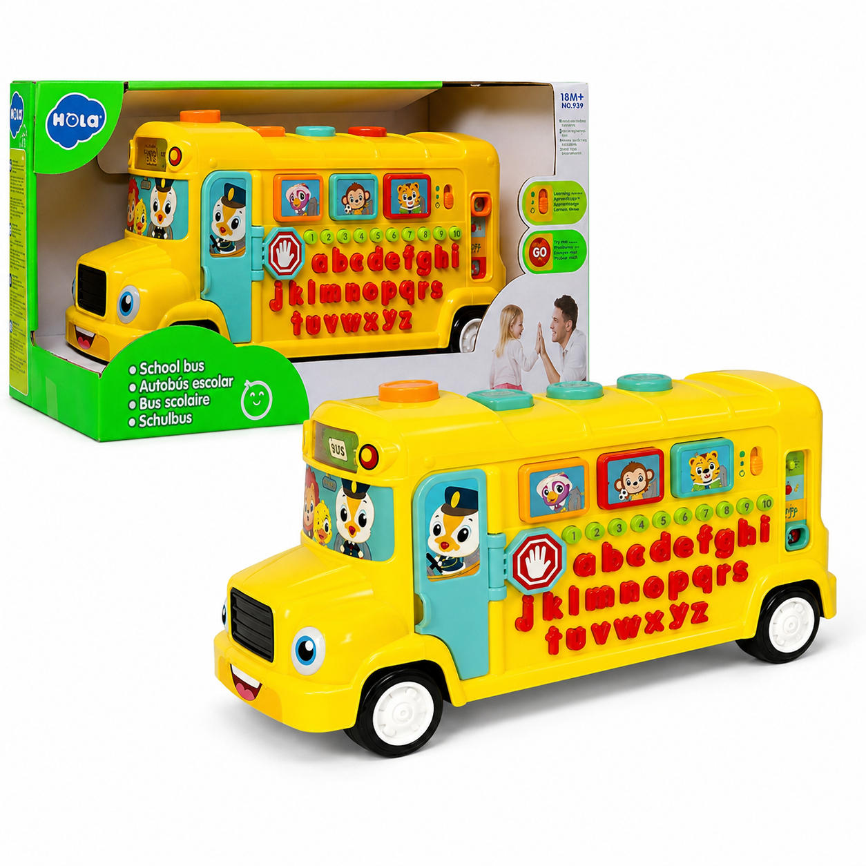 HOLA 3126 Interactive Learning School Bus with Alphabet, Numbers & Music