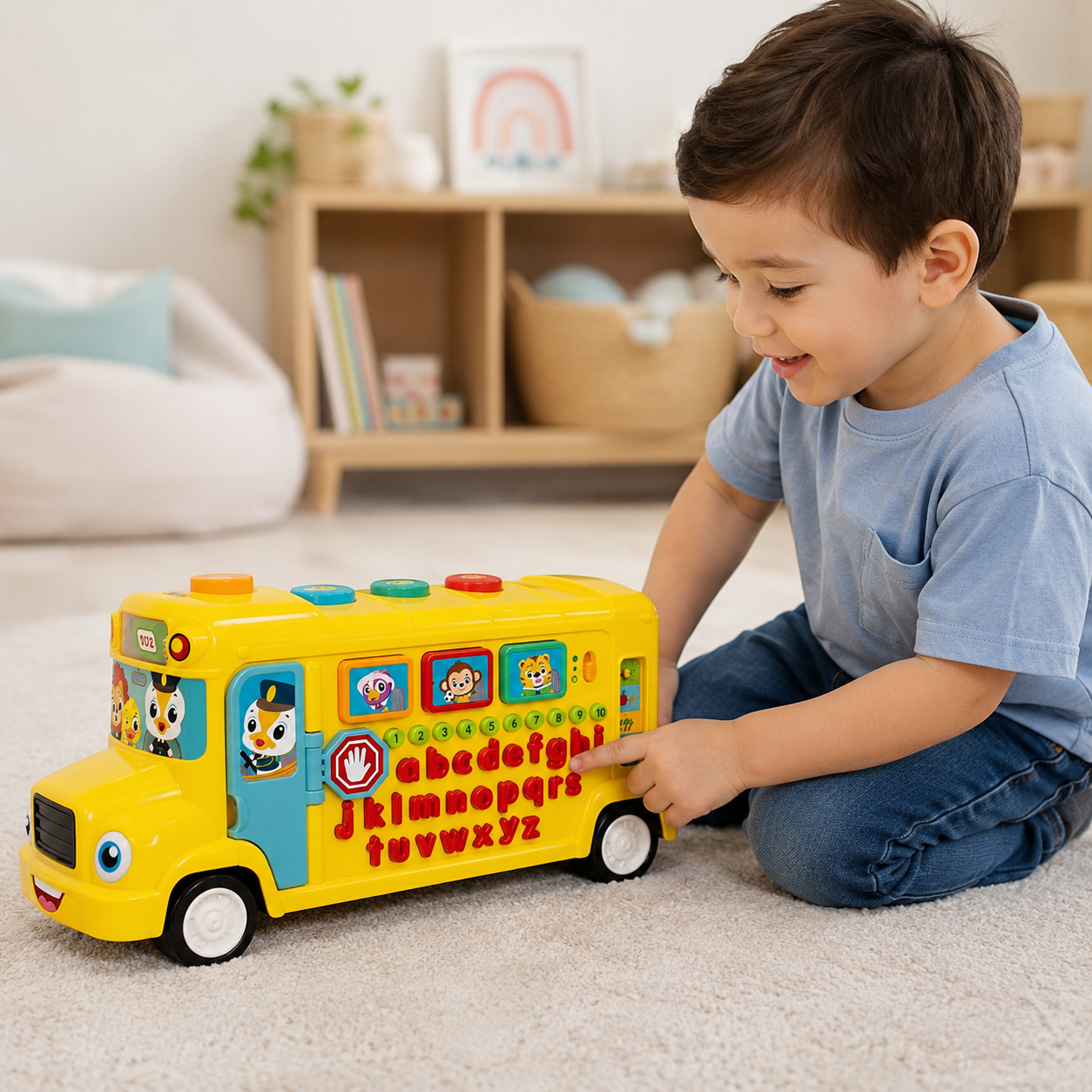 HOLA 3126 Interactive Learning School Bus with Alphabet, Numbers & Music