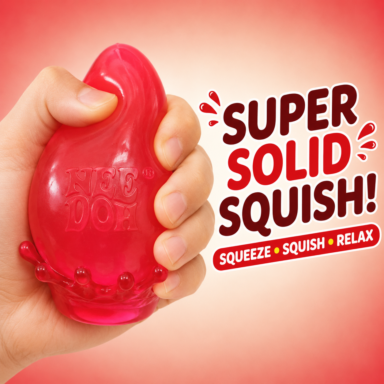 NeeDoh Dr Pepper Super Solid Squish Sensory Fidget Toy – Red