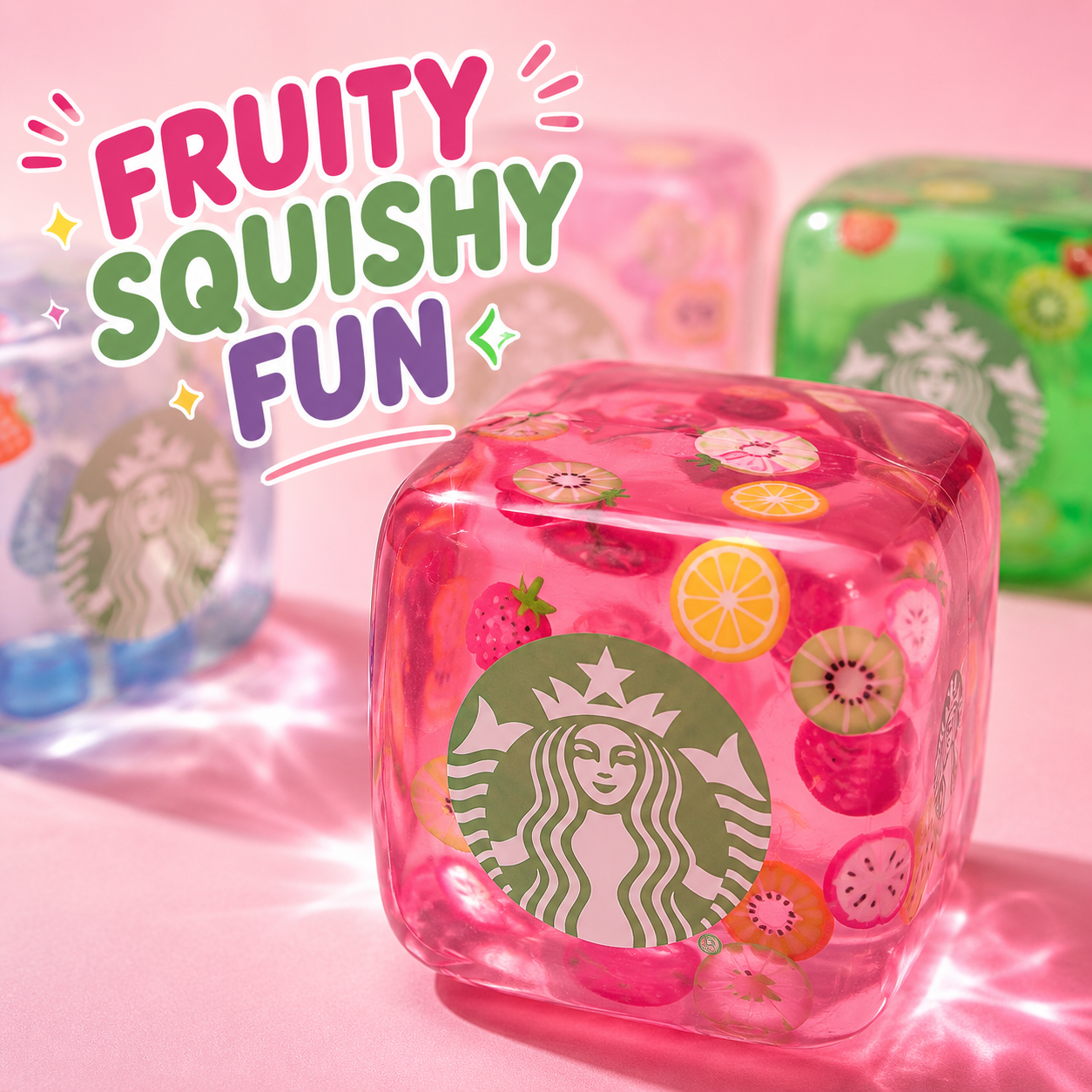 Starbucks Fruit Nice Cube Squishy Sensory Fidget Toy – 1 Pc, Random Color