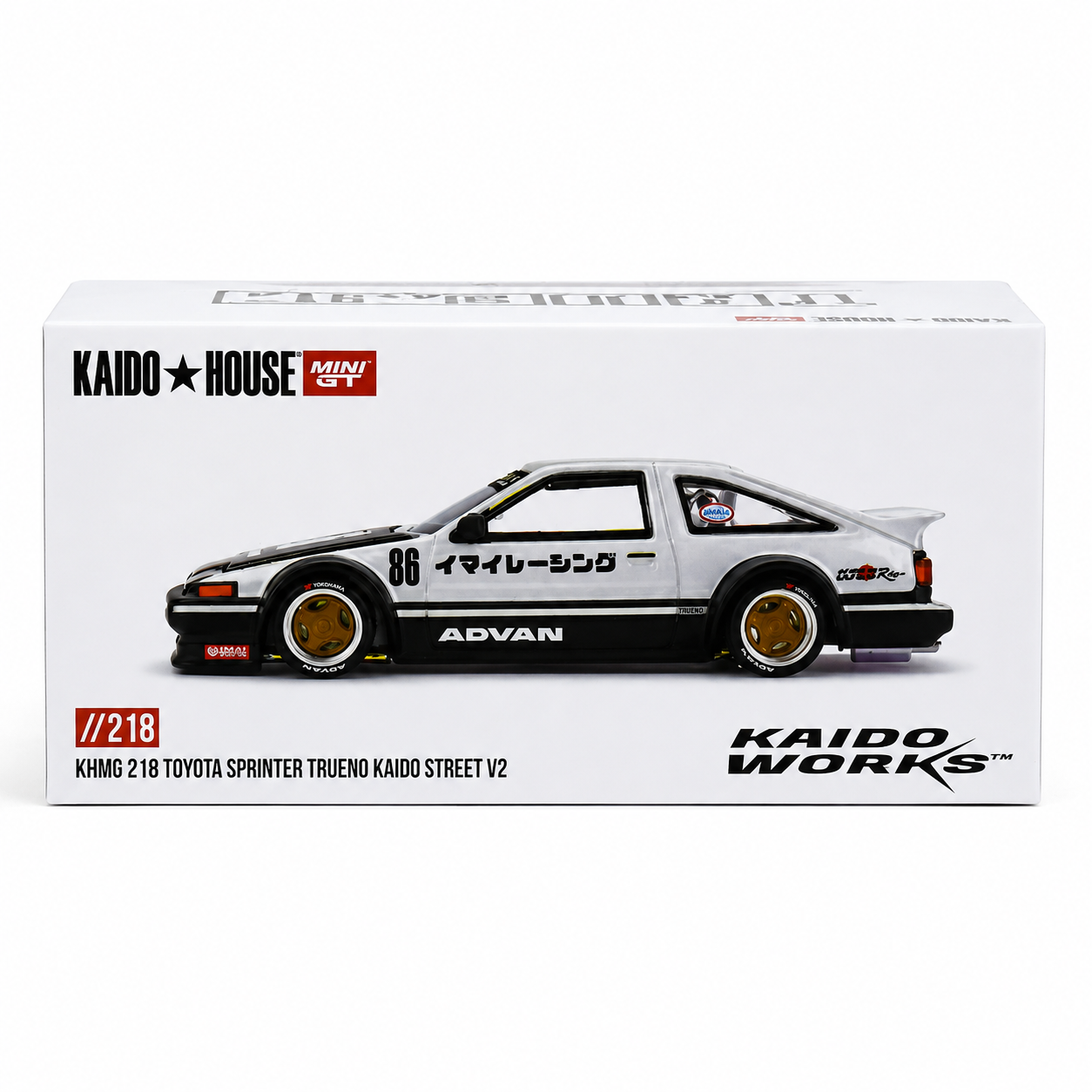 Kaido House x MINI GT 1:64 Scale Toyota Sprinter Trueno Kaido Street V2 #86 Die-Cast Model Car – KHMG218