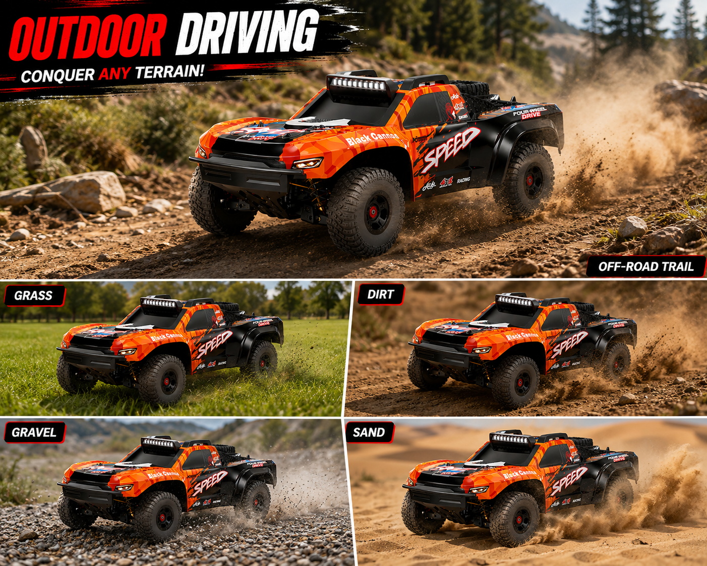 RC Off-Road Monster Truck 1:8 Scale 4WD with 2.4GHz Full Proportional Remote Control | High-Speed Short Course Racing Car, Independent Suspension & Rugged All-Terrain Tires for Adults