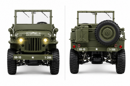 RC Willys Army Jeep 1:10 Scale 4x4 Off-Road Rock Crawler with 2.4GHz Remote Control, LED Lights & Rechargeable Battery | Military RC Jeep for Kids & Adults