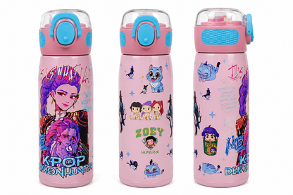 K-Pop Demon Hunters 620ml Vacuum Insulated Stainless Steel Water Bottle with Straw – Pink