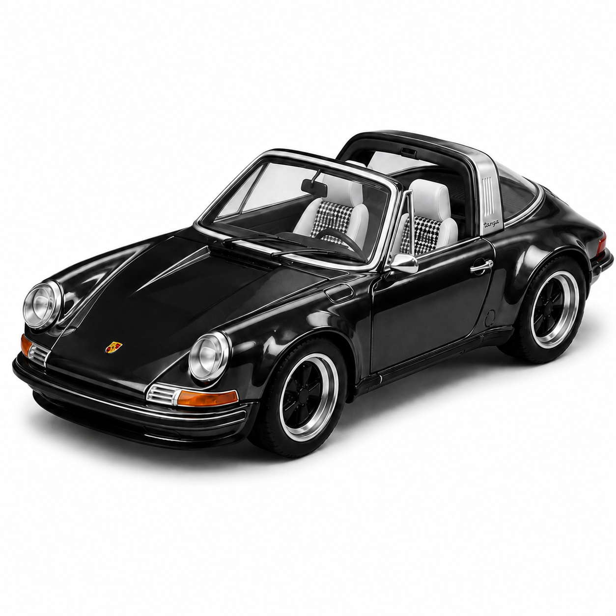 POP RACE 1:64 Singer Targa Dark Chrome Series 001 Die-Cast Model Car – Black