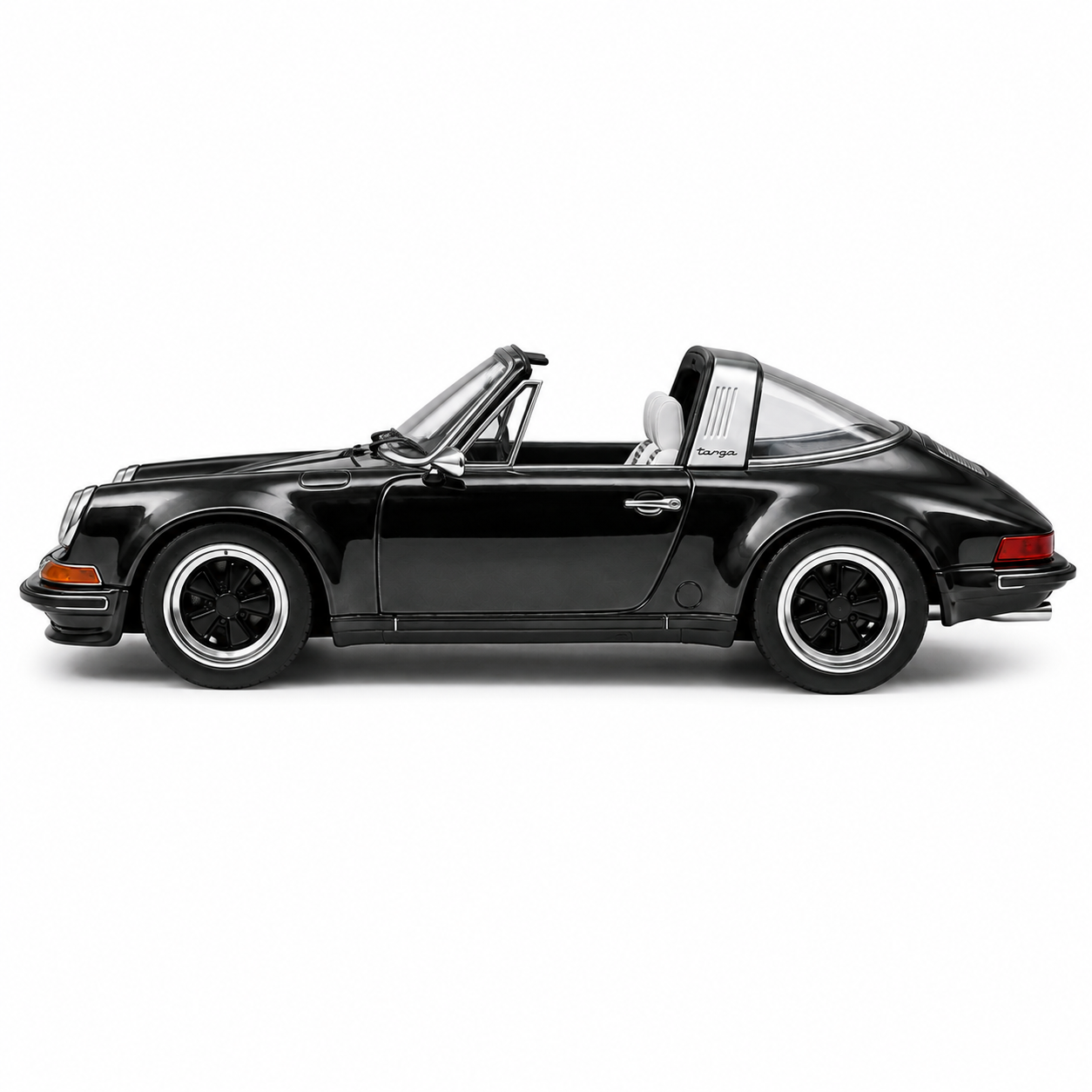 POP RACE 1:64 Singer Targa Dark Chrome Series 001 Die-Cast Model Car – Black