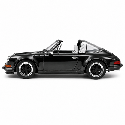 POP RACE 1:64 Singer Targa Dark Chrome Series 001 Die-Cast Model Car – Black