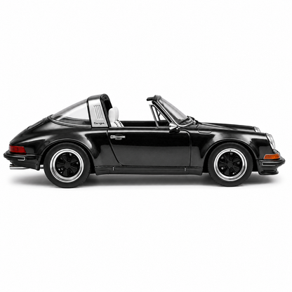 POP RACE 1:64 Singer Targa Dark Chrome Series 001 Die-Cast Model Car – Black