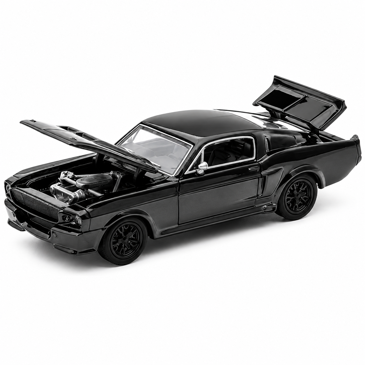 POP RACE 1:64 Shelby Mustang GT500 Dark Chrome Series 004 Die-Cast Model Car