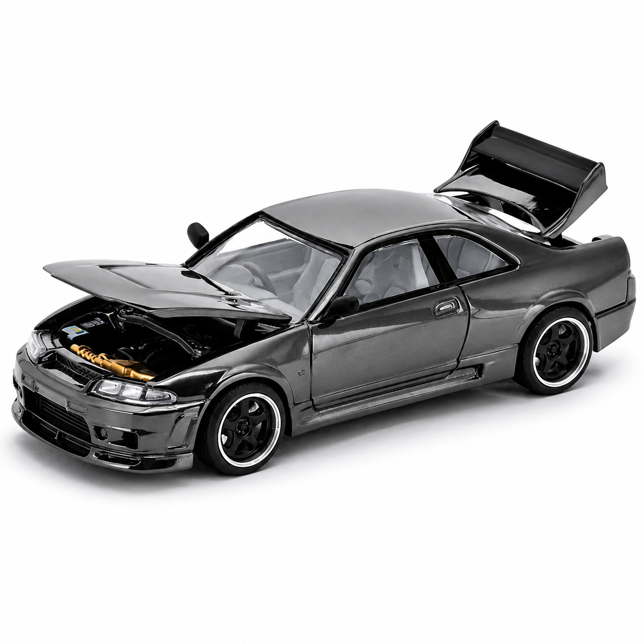 POP RACE 1:64 Nissan Skyline GT-R R33 Dark Chrome Series 003 Die-Cast Model Car