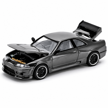 POP RACE 1:64 Nissan Skyline GT-R R33 Dark Chrome Series 003 Die-Cast Model Car