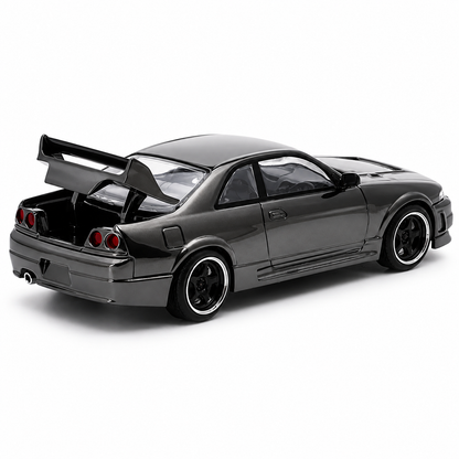 POP RACE 1:64 Nissan Skyline GT-R R33 Dark Chrome Series 003 Die-Cast Model Car