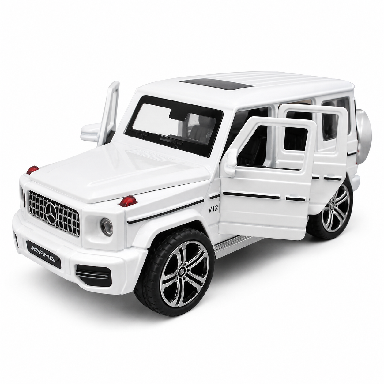 1:32 Scale Die-Cast Metal Mercedes-Benz G63 AMG Model Car – Pull Back Luxury SUV Toy with Openable Doors, Light & Sound Effects, Detailed Interior, Realistic Wheels & Collectible Display Model – White