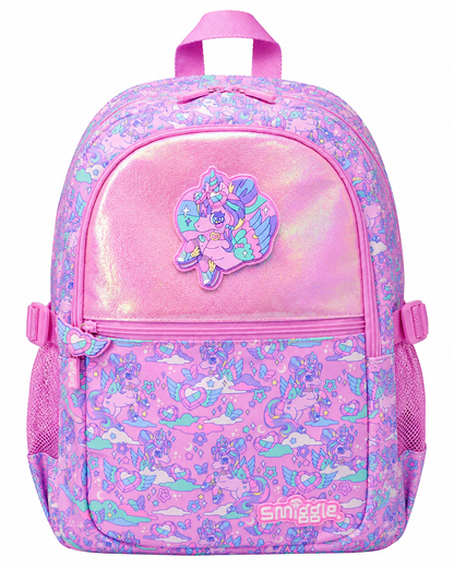 Smiggle Pink Unicorn Kids Backpack for Girls | Cute School Bag with Bottle Pockets