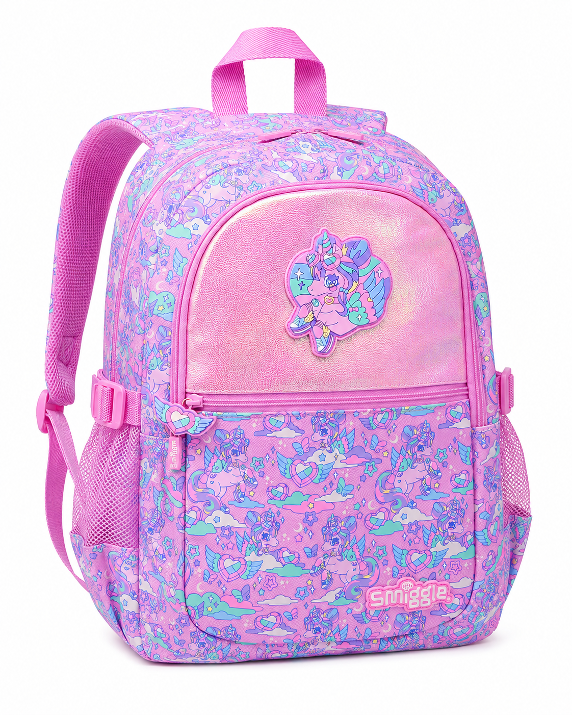 Smiggle Pink Unicorn Kids Backpack for Girls | Cute School Bag with Bottle Pockets